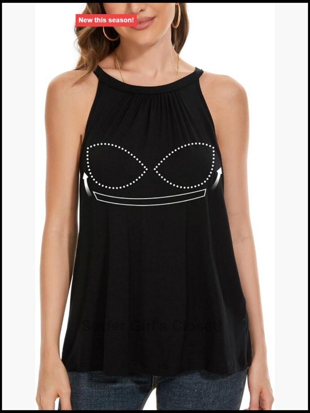 Women's Halter Tank Top with Built-In Bra Flowy Sleeveless Padded Camisole